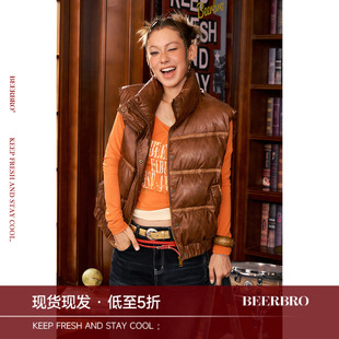 PU擦色羽绒服马甲外套秋冬 易清洁易打理美式 BeerBro 摇滚书吧