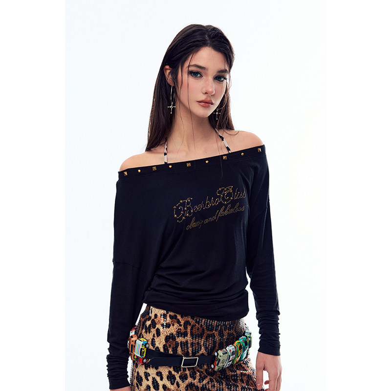 BeerBro『天丝羊毛 』舒适透气 辣妹斜肩logo金属烫片长袖针织衫,女装/女士精品,毛针织衫,淘宝优惠券,粉丝福利购,淘宝优惠卷