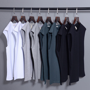 sleeveless T-shirt men loose top Vest 健身棉坎肩背心运动男