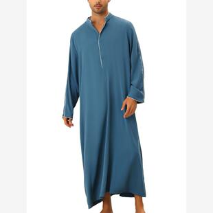 Arab men's shirt Muslim long robe clothes 简约休闲长袍衫男
