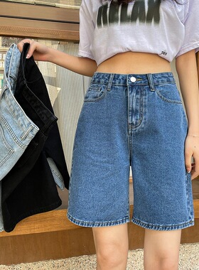 Casual high waisted wide leg denim capris 休闲高腰阔腿牛仔裤