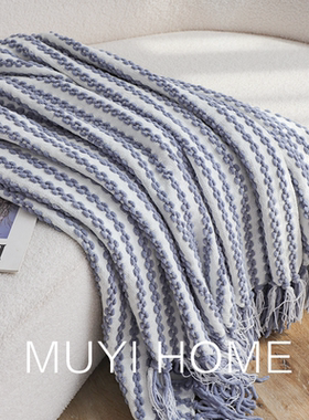 出口欧美锁扣编织流苏毯民宿床旗床尾毯客厅沙发毯盖毯空调毯毛毯