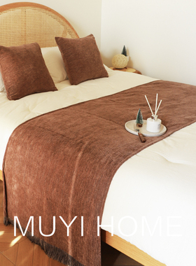 质感流沙肌理床旗民宿床尾毯床尾巾INS风毯子沙发毯盖毯毛毯