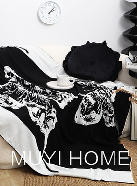 九紫离火蝶舞沙发毯客厅盖毯午睡毯空调毯现代简约床上用毛毯子