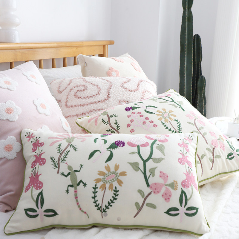 抱枕套客厅春季粉色花朵