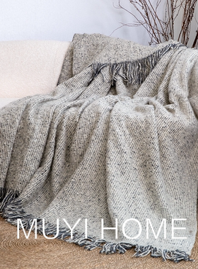 出口欧美小华夫格拉绒流苏盖毯软装针织沙发毯仿羊绒休闲毛毯搭毯