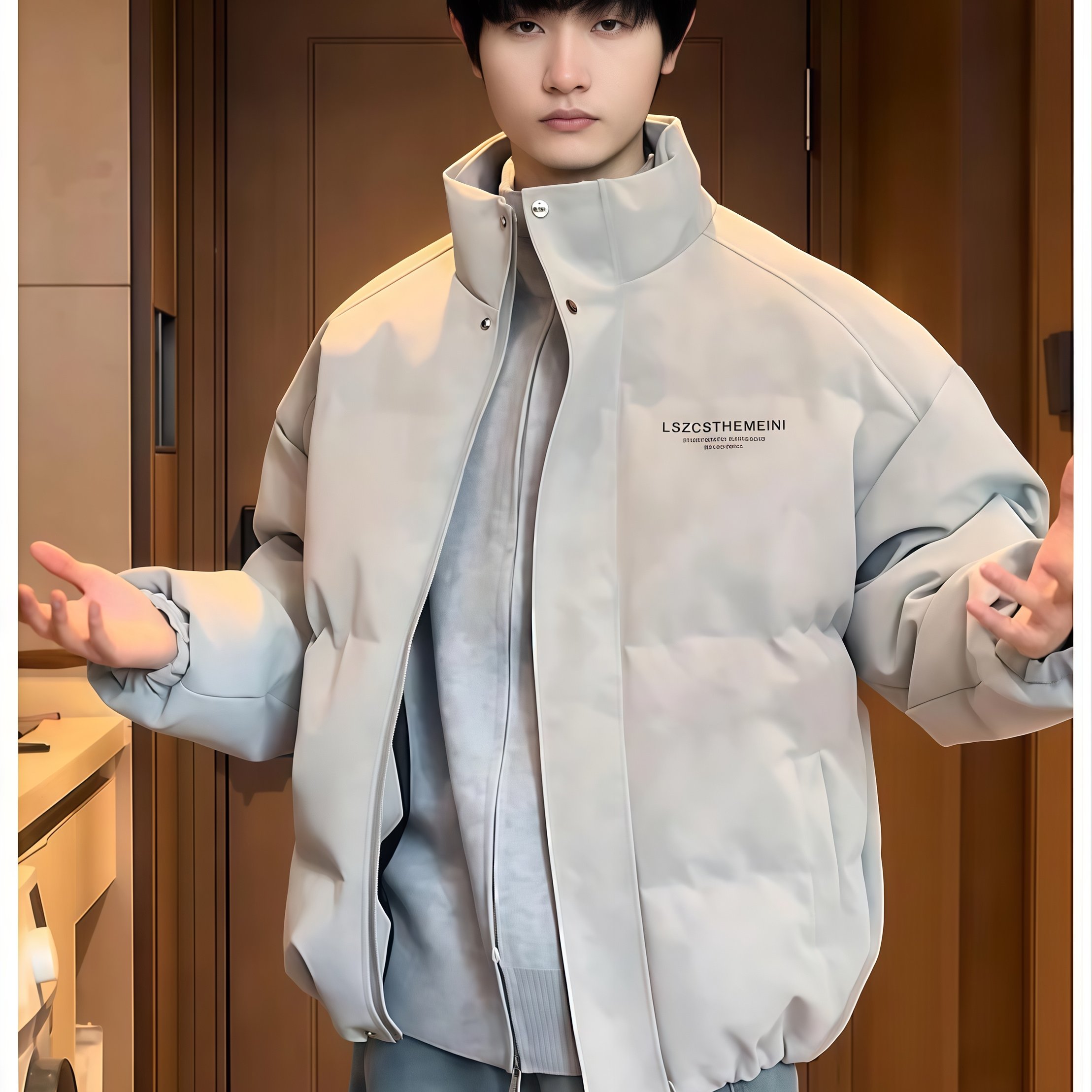 雾面美式复古pu皮痞帅羽绒服男