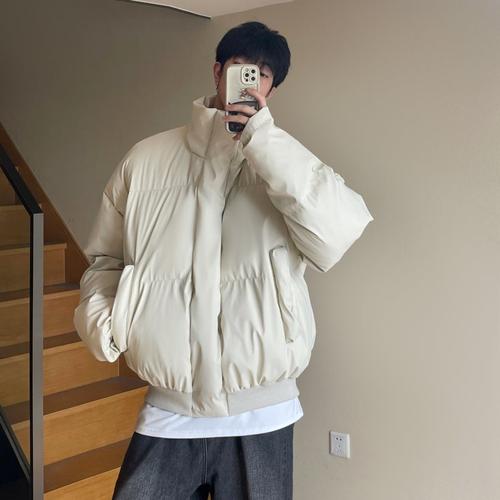 冬季美式pu皮情侣羽绒服短款