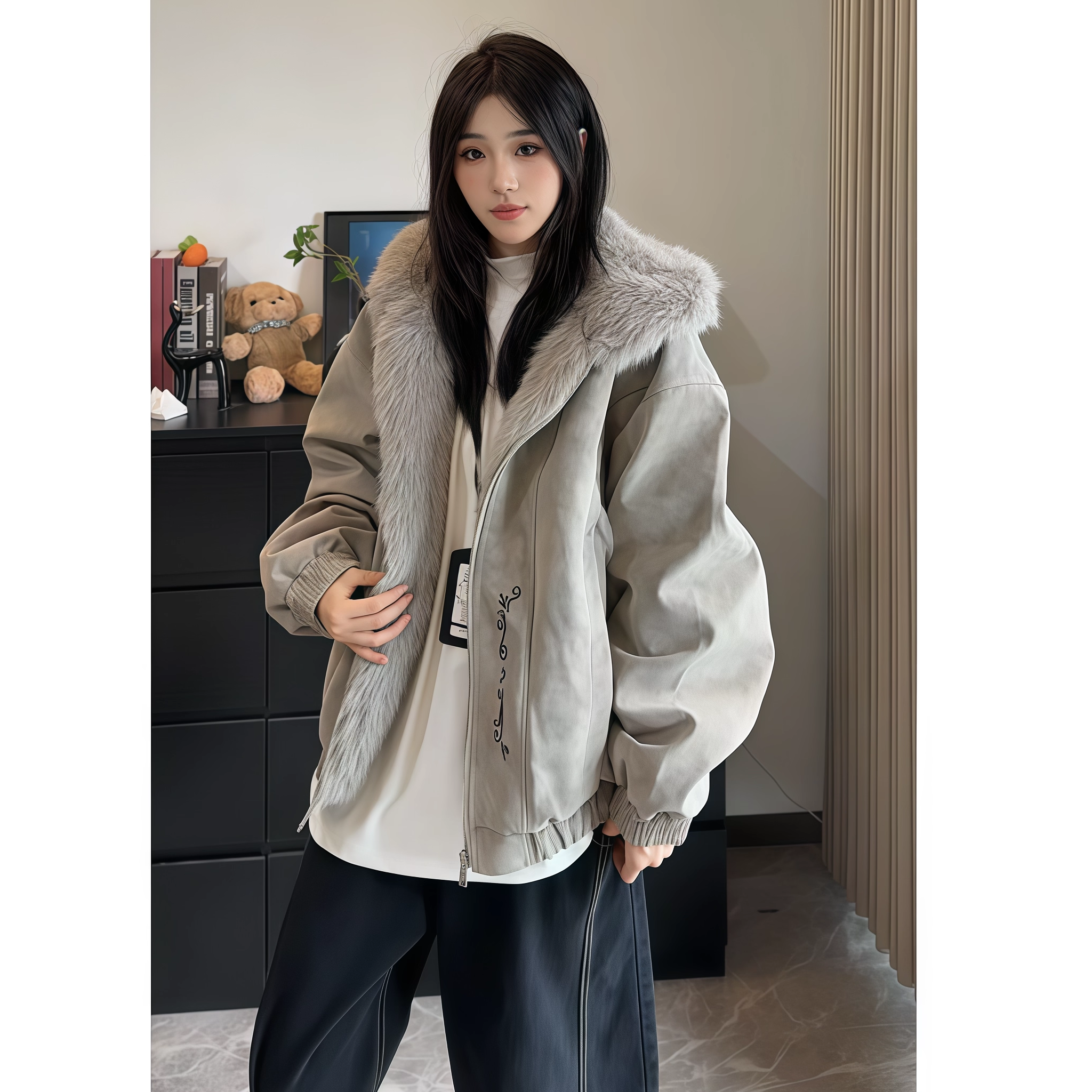 冬季情侣美式座山雕羽绒棉服