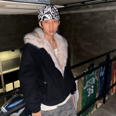 冬季美式重磅座山雕连帽羽绒棉服