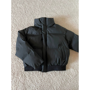 冬季纯黑色pu皮短款立领面包服羽绒服男ins加厚保暖棉服百塔外套