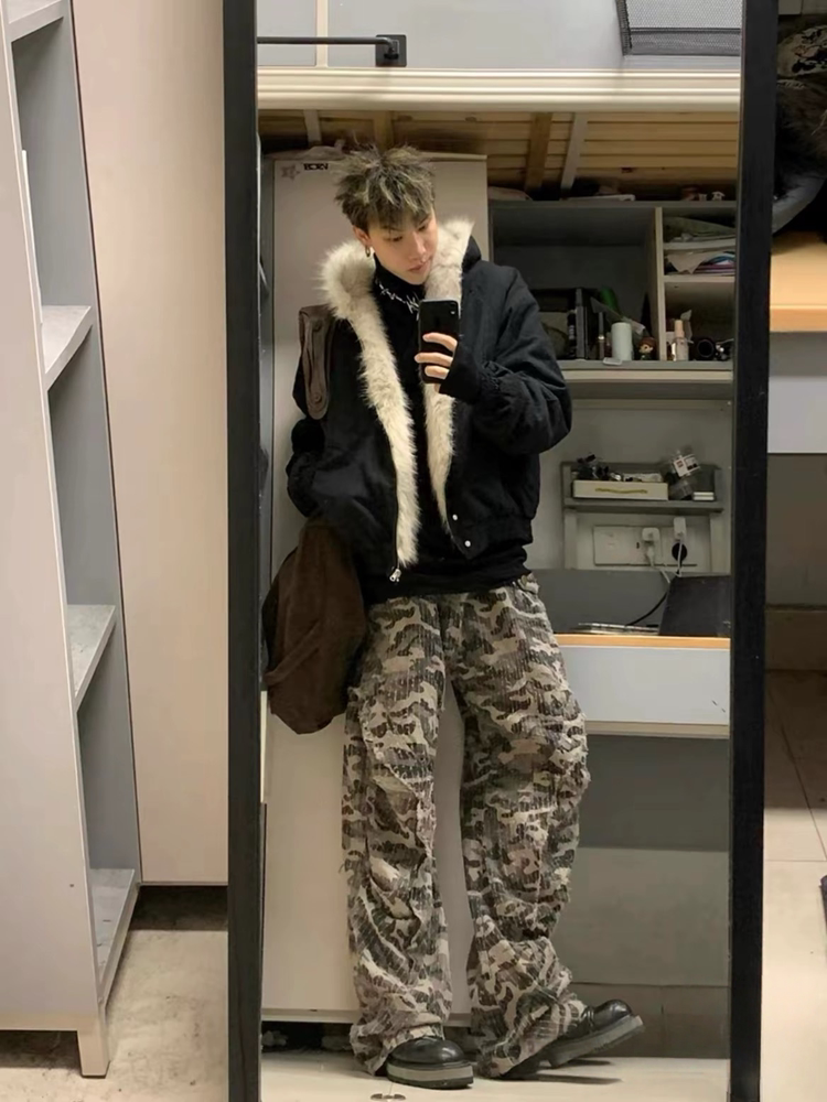 2025 Zuo Shandiao Couple's Down Cotton Coat Loose Design Hooded Fur Collar Cool and Warm Unisex Jacket