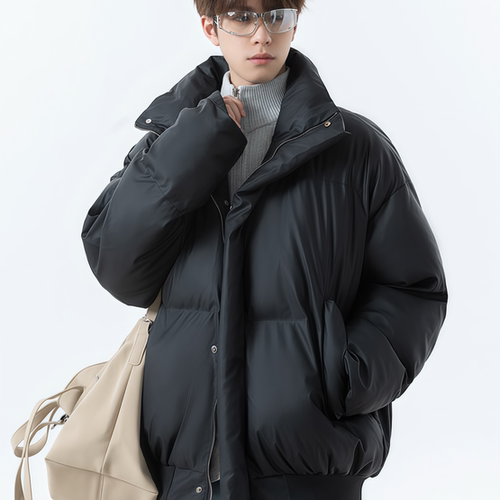 九江美式PU皮美拉德廓形棉服男