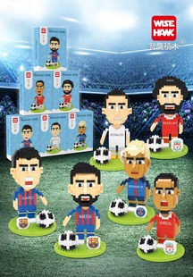 微小颗粒世界杯梅西手办足球星C罗巴萨内马尔人偶模型摆件积木拼