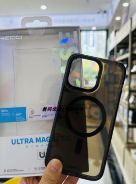 PECCI锐思手机壳适用苹果15Promax手机磁吸无线充电光板高透2024新款防摔14全包防刮花iPhone15Pro保护壳高端