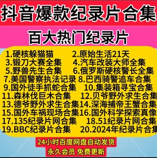 2024年抖音大热门爆款 纪录片网站合集中视频计划影视剪辑解说素材