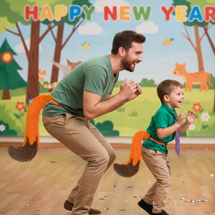 儿童狐狸尾巴毛绒动物装扮道具 游园会派对森林主题cos装饰舞台剧