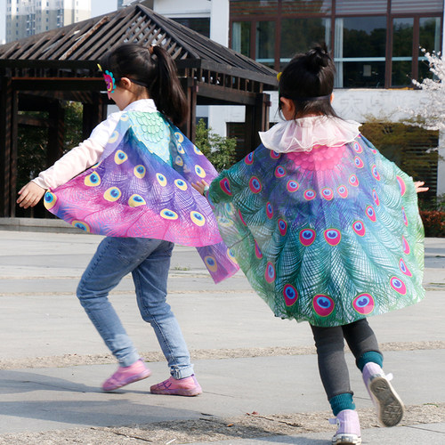 亲子小孔雀装扮翅膀道具大孔雀