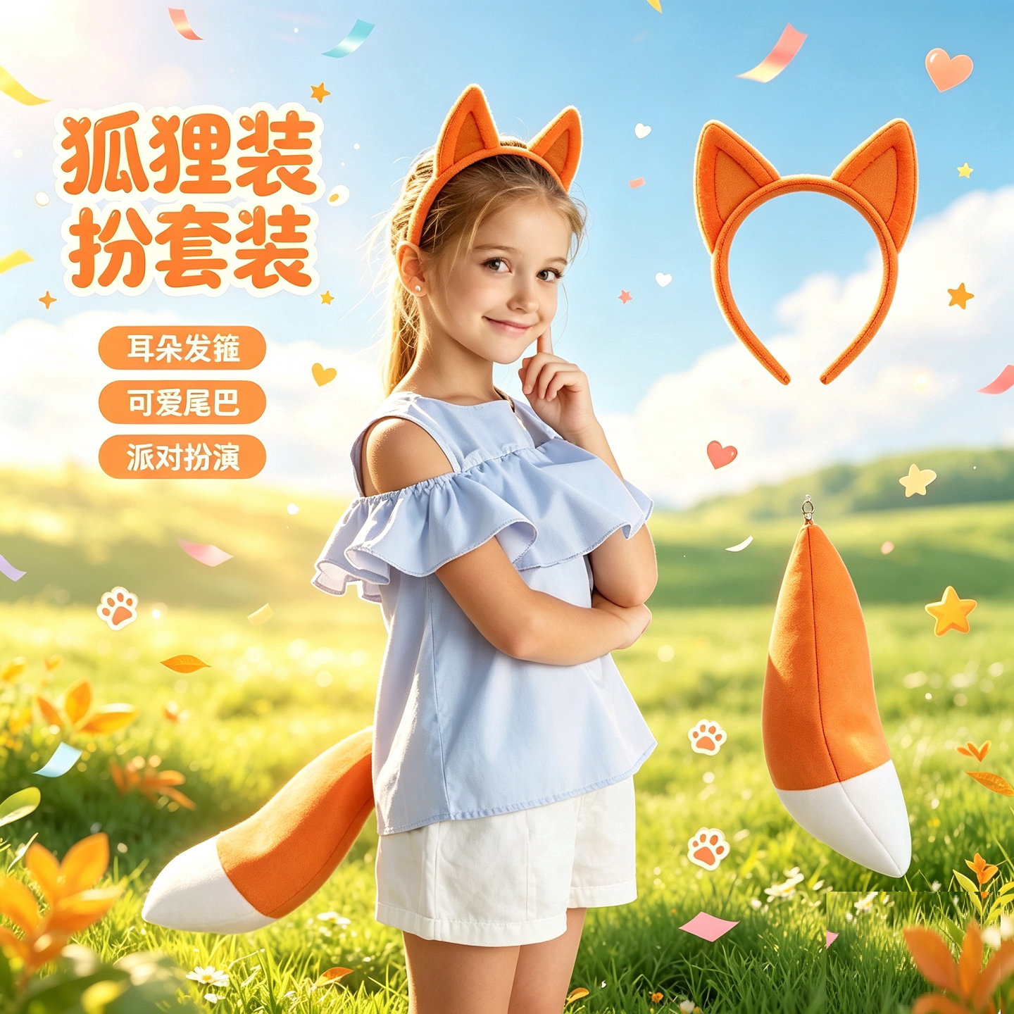 小狗尾巴儿童万圣节毛绒头箍