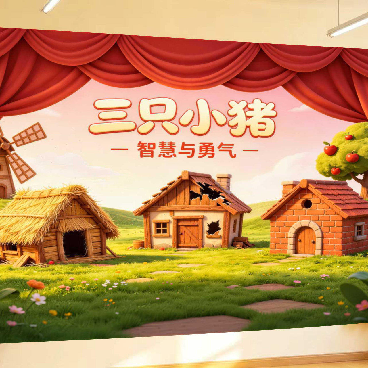 幼儿园表演幕布背景墙道具小演出