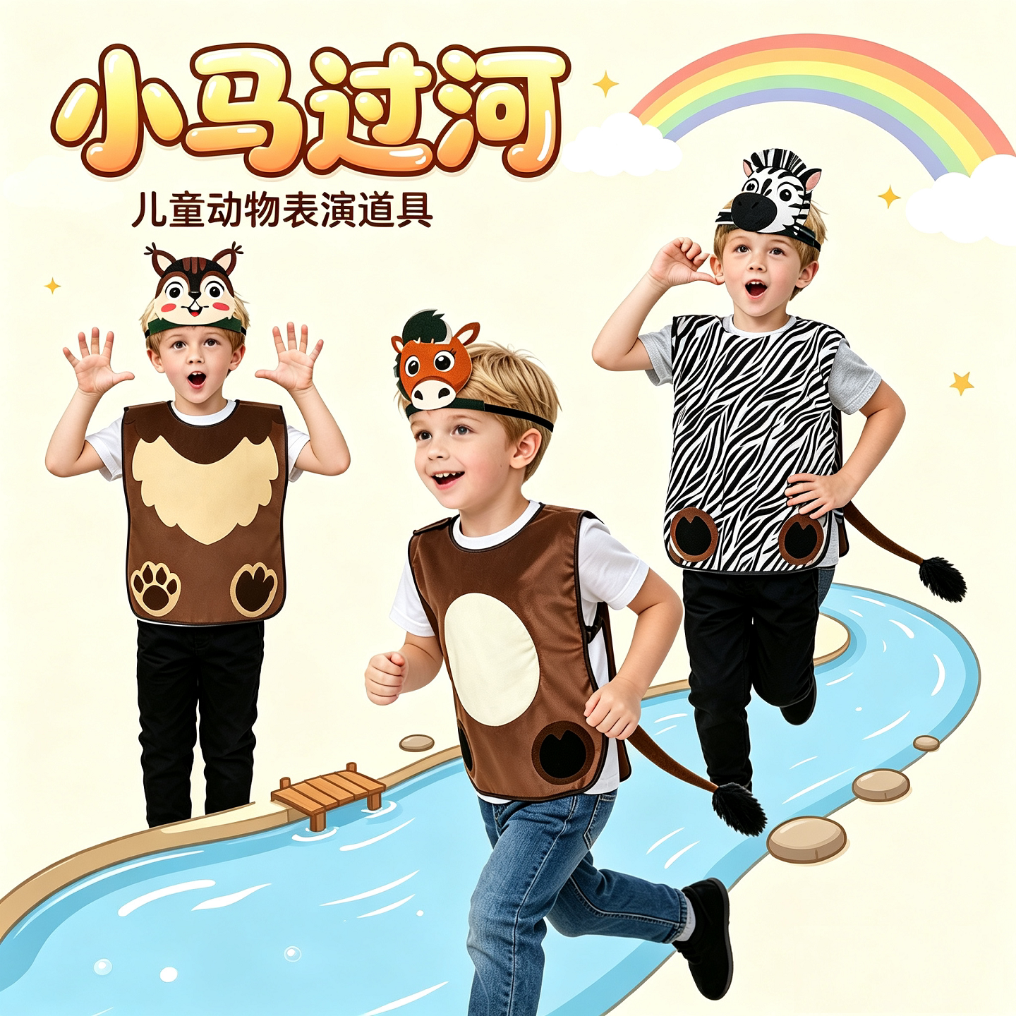 小马过河儿童表演道具幼儿园课本剧演出服老黄牛斑马动物舞台剧