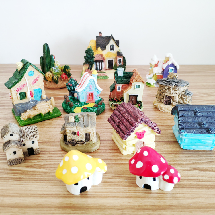 多肉花盆苔藓微景观城堡绿植装饰小房子别墅模型草屋造景树脂摆件