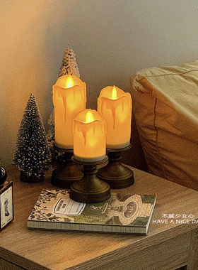 仿真泪蜡烛台摆件家用复古浪漫烛光晚餐道具装饰品烛台摆件