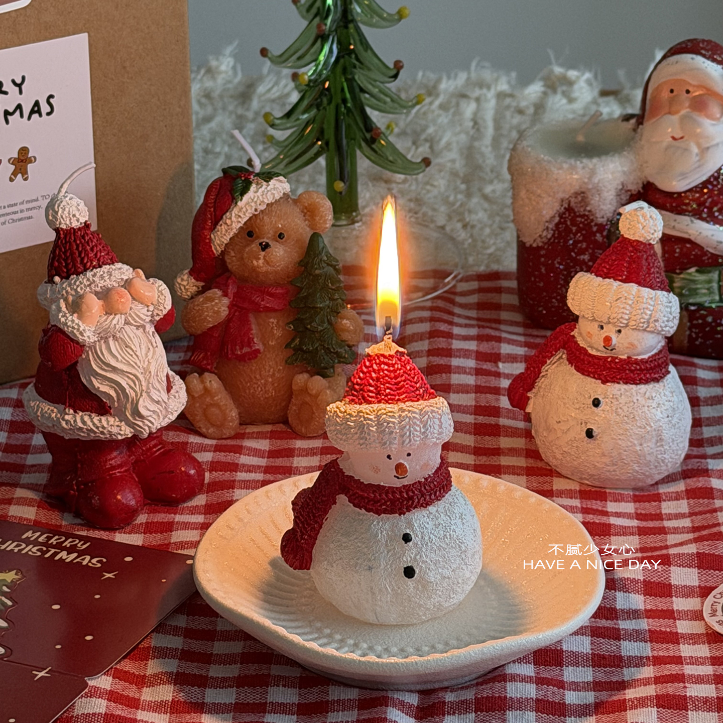 圣诞节小礼物INS风蜡烛氛围伴手礼手工创意圣诞老人蜡烛礼盒