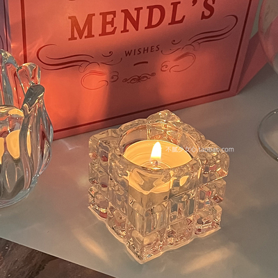 ins玻璃冰块烛台法式复古摆件