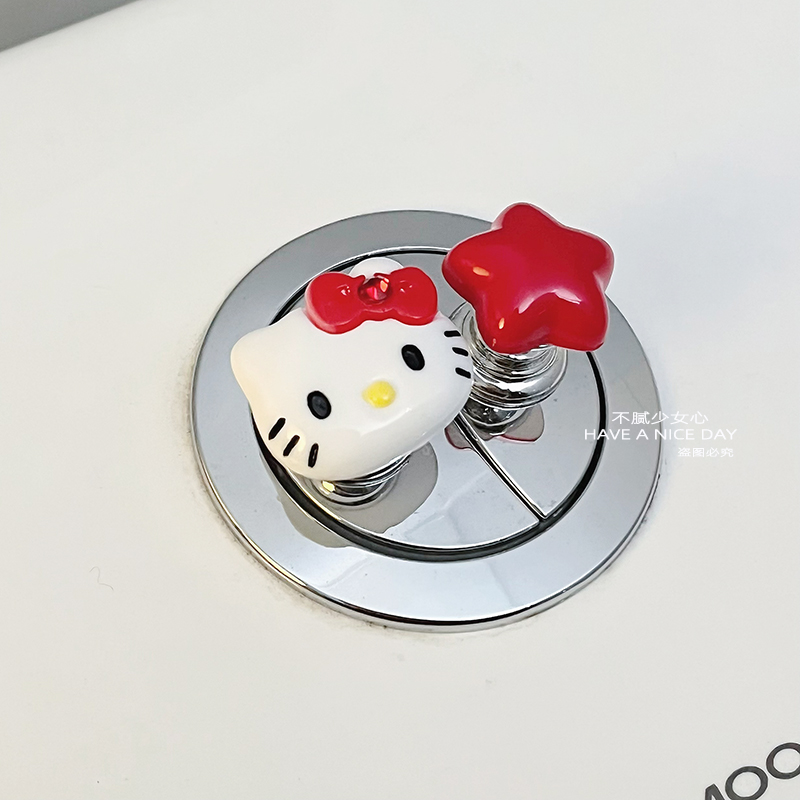 可爱kitty马桶按压器创意马桶盖冲水按钮辅助器卫生间水箱按键