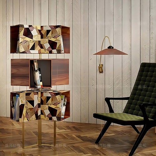 轻奢立式360度旋转书架