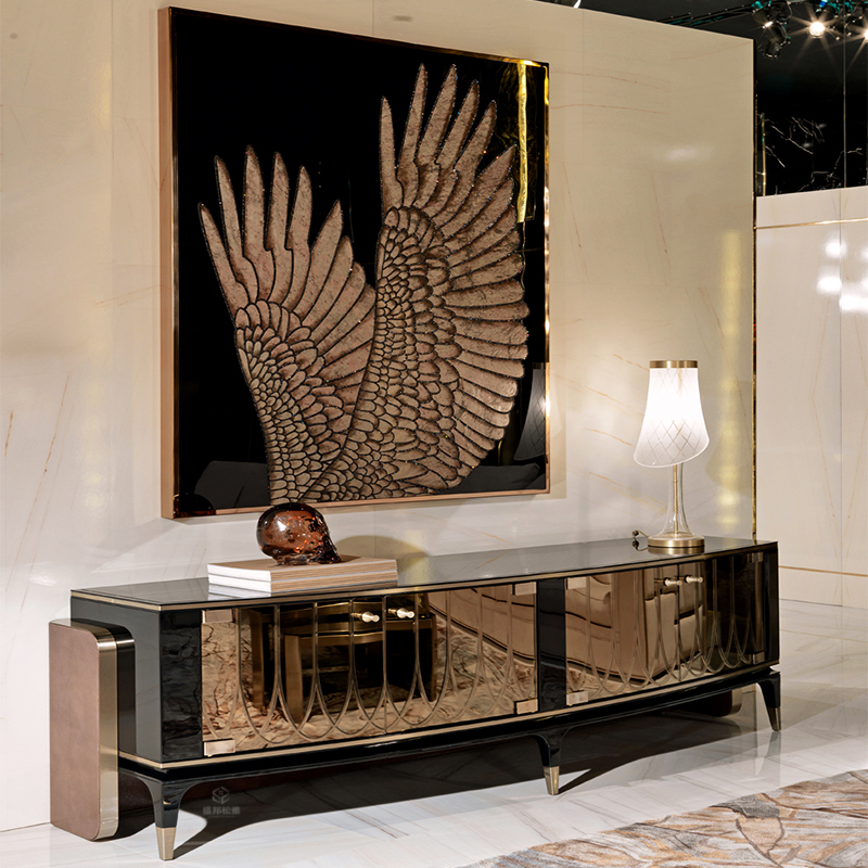 轻奢电视柜客厅现代家具钢化玻璃木制烤漆高级设计感收纳展示矮柜