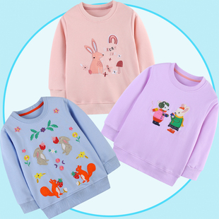 小兔子女童贴身卫衣可爱风瘦版内搭不加绒宝宝衣服纯棉粉色小衫薄