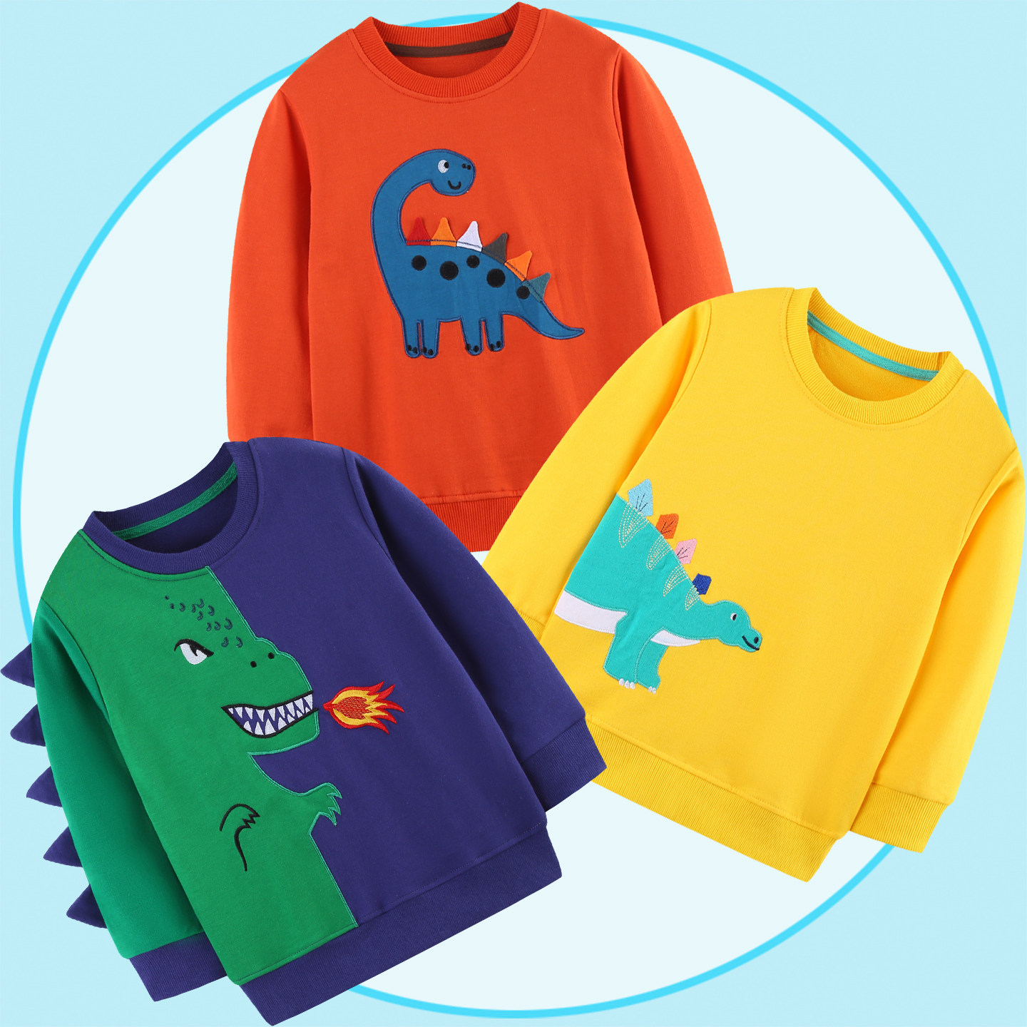 恐龙男童小衫儿童不加绒卫衣霸王龙暴龙剑龙上衣内搭薄款打底衫秋