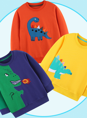 恐龙男童小衫儿童不加绒卫衣霸王龙暴龙剑龙上衣内搭薄款打底衫秋