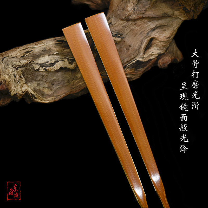 黄建军制95寸16方老玉竹折扇鱼尾燕尾小骨翻轮文玩扇子老料扇骨