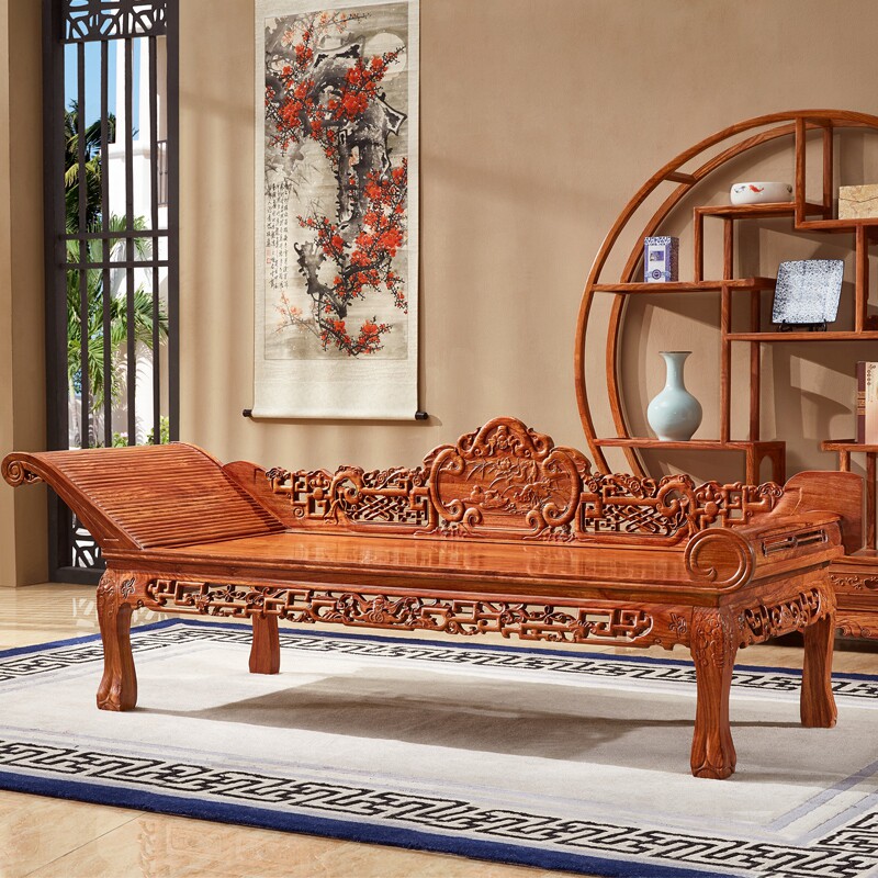 红木家具刺猬紫檀贵妃床中式实木美人榻非洲花梨单沙发仿古罗汉床