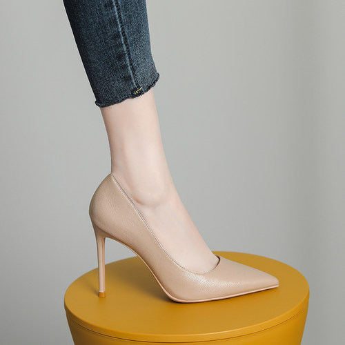 播音主持艺考高跟鞋细跟真皮气质