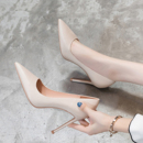 气质单鞋 晚晚风10公分裸色法式 夏8cm 女细跟2025年新款 米白高跟鞋