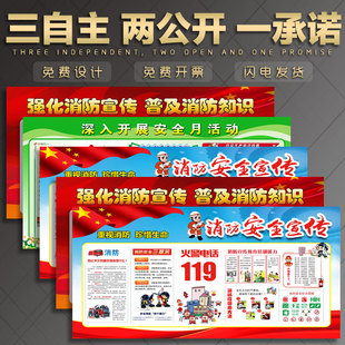 消防安全四个能力“三自主 两公开 一承诺”公示栏牌消防检查安检展板安全责任人职责管理人告知书承诺书宣传