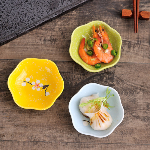 日式陶瓷梅花碟子家用创意碟子家用蘸料碟餐厅商用味碟子ins风碟