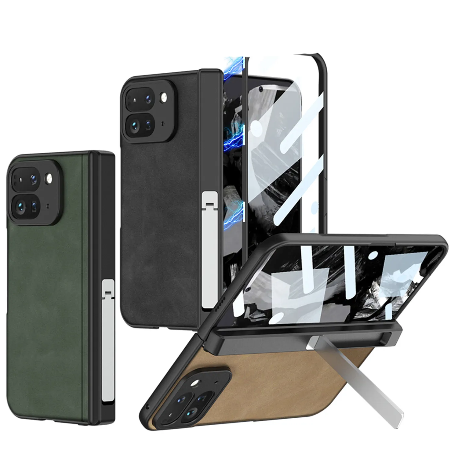 适用谷歌Google Pixel 9 Pro Fold手机壳折叠屏支架磨砂素皮硬壳