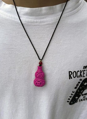 朱砂葫芦吊坠项链朱砂天然手工编织原石福禄项链钥匙扣挂饰男女