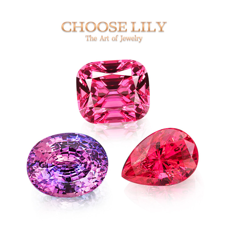 春之百合天然尖晶石裸石缅甸绝地武士赞比亚马亨盖彩色珠宝定制