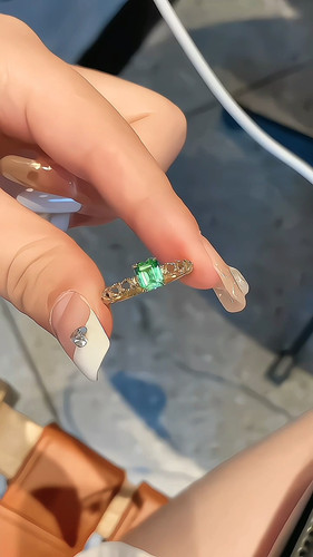 天然阿富汗薄荷绿碧玺戒指18k金镶嵌镂空戒臂经典款ins风时尚彩宝