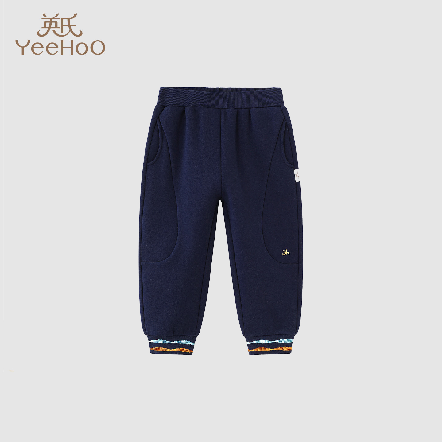 英氏儿童裤子2025新款男宝加绒卫裤休闲外穿运动裤YRKCJ4R066A