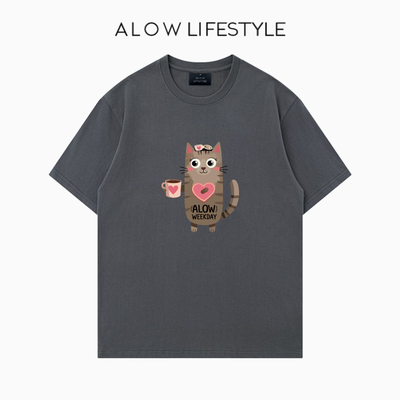 【正品】ALO W LIFESTYLE生活系列 女装手绘心猫 宽松纯棉短袖t恤