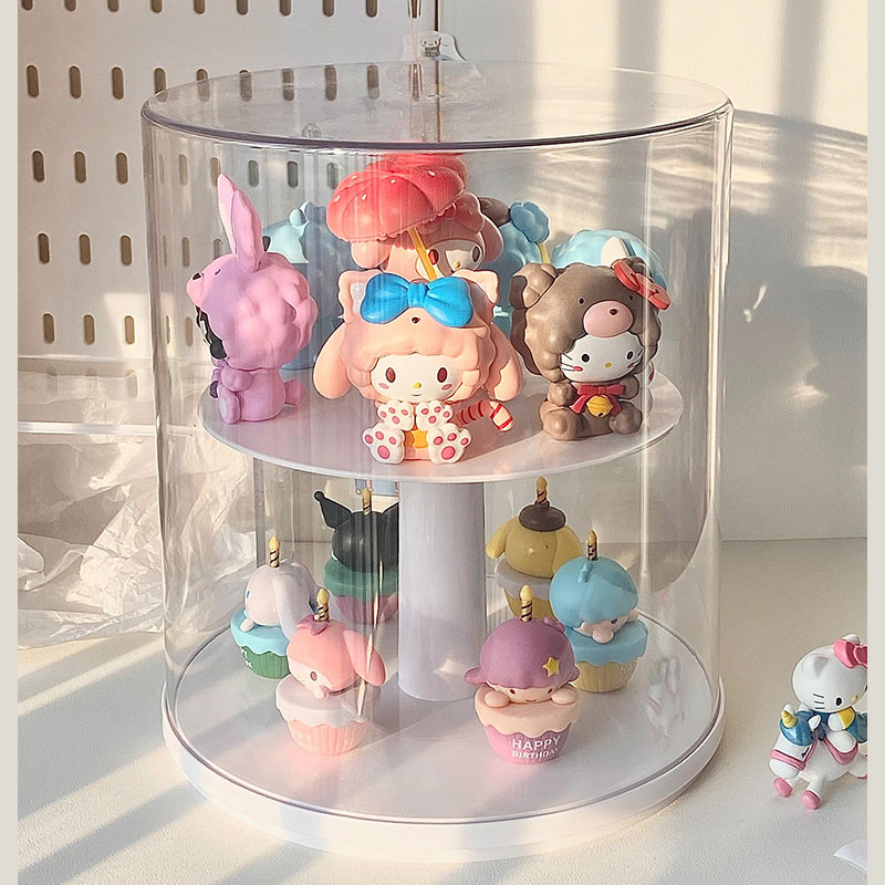 盲盒展示架旋转防尘泡泡玛特手办