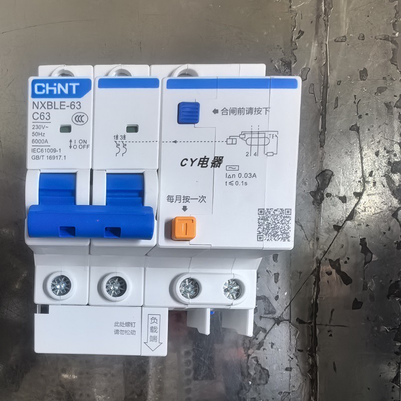 正泰剩余电流动作断路器漏电开关保护器漏保DZ47LE NXBLE-63 2P