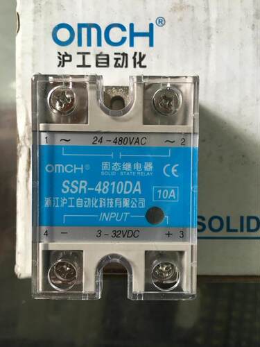 浙江沪工单相固态继电器SSR-4810DA 10A输出24-480VAC输入3-32VDC